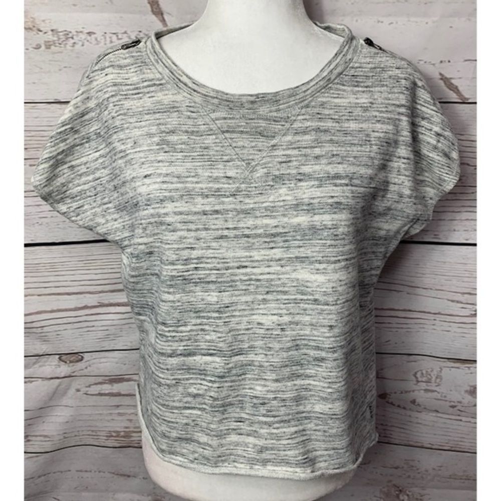 Marc New York Zip Shoulder Crop Tee Sweatshirt